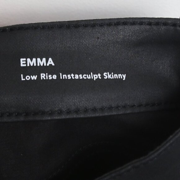 DL1961 Emma Waxed Skinny Low Rise Instasculpt Poseidon Black Pants Size 25 - Picture 8 of 10